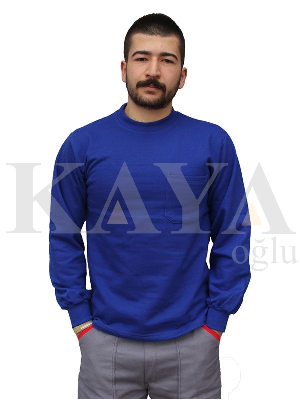 SWEAT SHIRT BİSİKLET YAKA - SAKS MAVİ