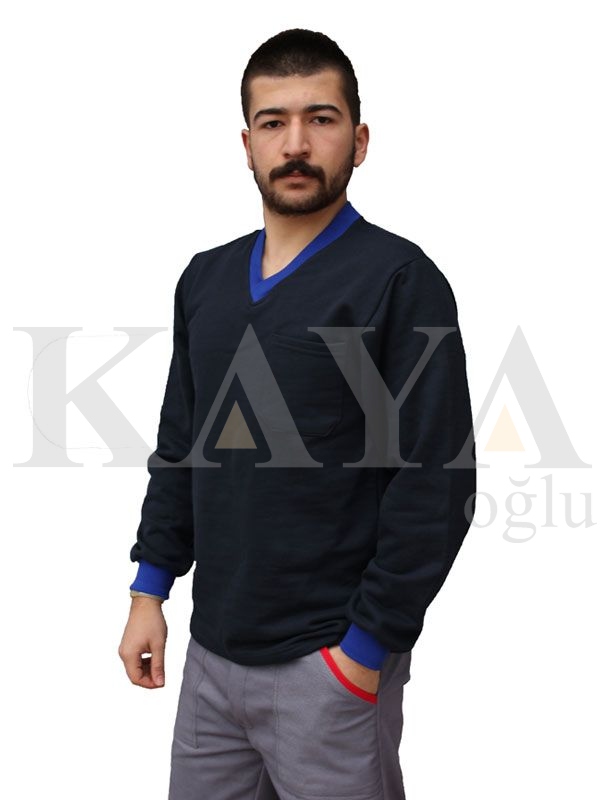 SWEAT SHIRT V YAKA - LACİVERT