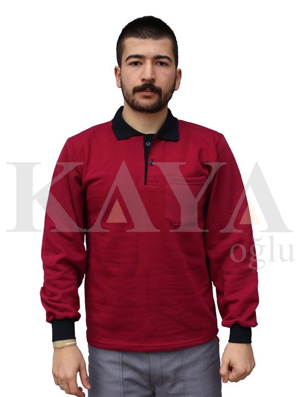 SWEAT SHIRT POLO YAKA - BORDO